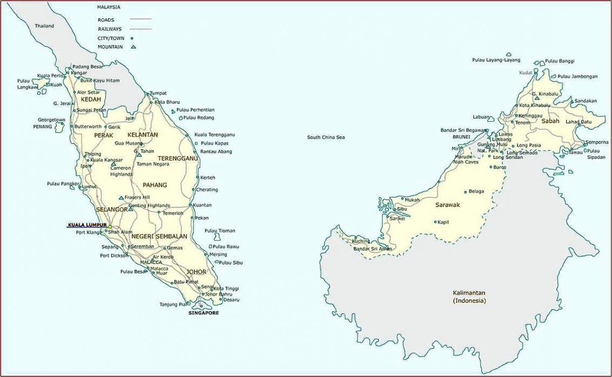 malaisia linnad kaardil