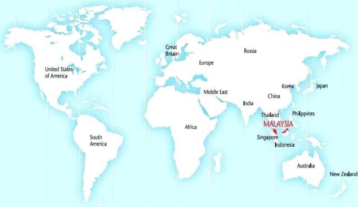 maailma kaart, mis näitab malaisia