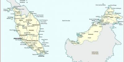 Malaisia linnad kaardil