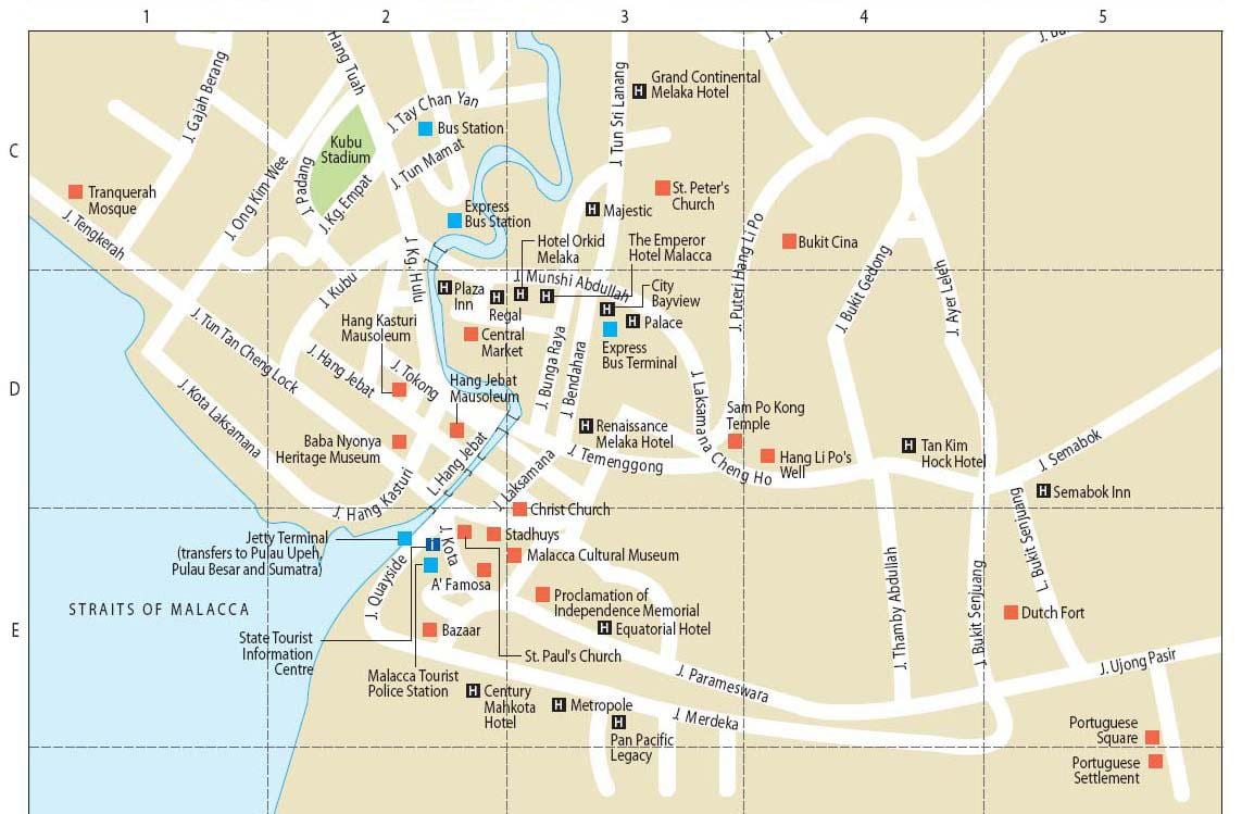 kaart malacca malaisia