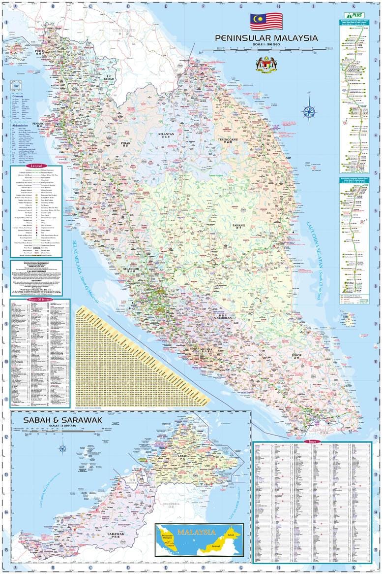 kaart malaisia road map & highway juhend