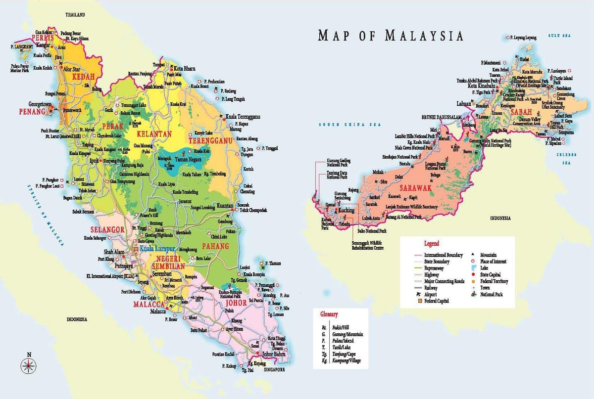 malaisia kaart turist