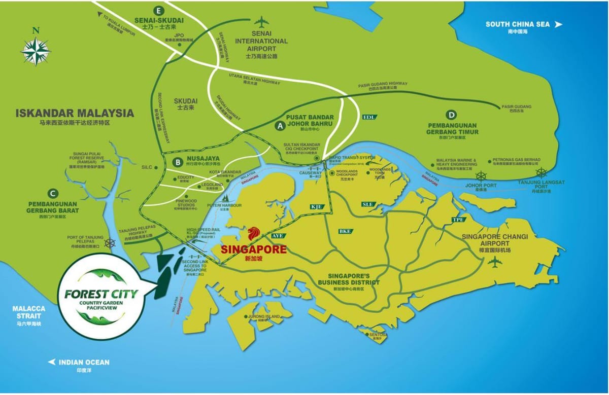 kaart forest city malaisia