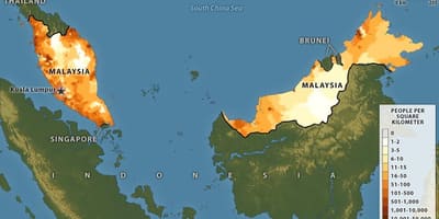 Malaisia rahvastiku tiheduse kaart